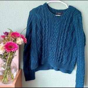 Teal Cable-Knit Sweater